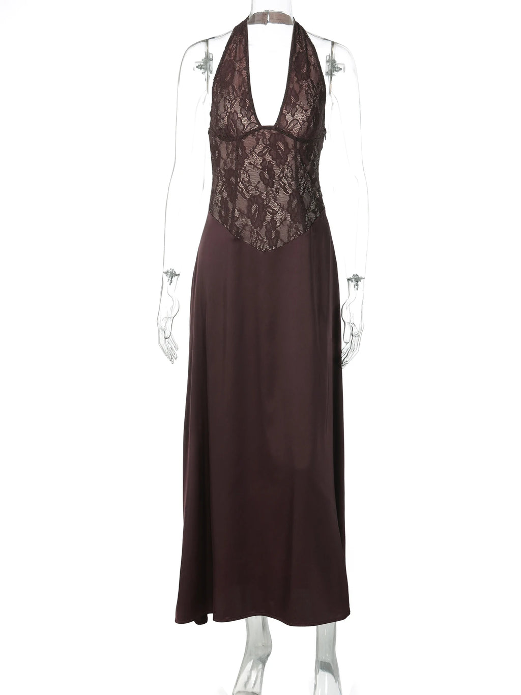 Talia Lace Backless Halter Sleeveless Maxi Dress