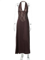 Talia Lace Backless Halter Sleeveless Maxi Dress