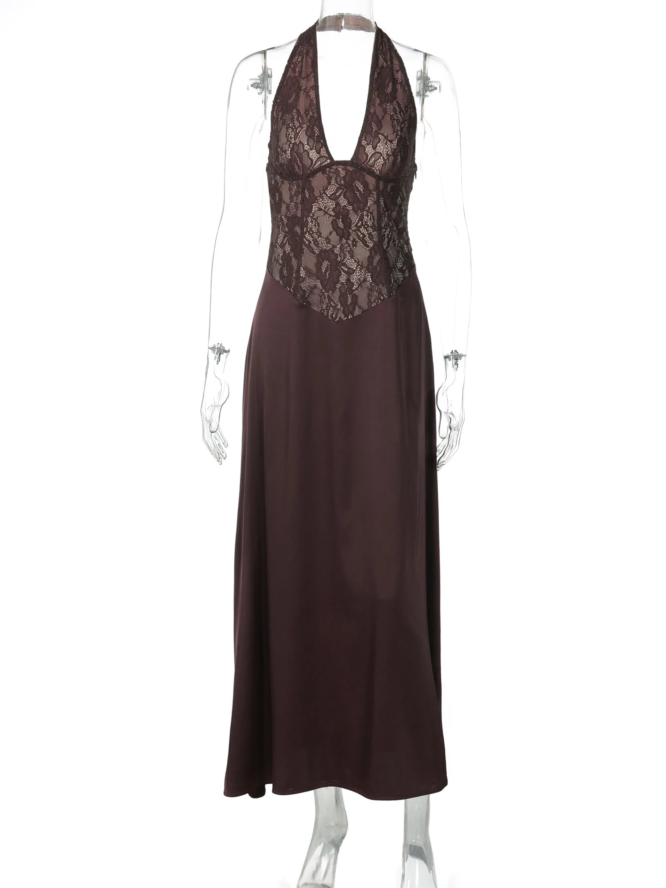 Talia Lace Backless Halter Sleeveless Maxi Dress