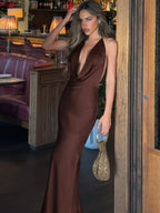 Lace-Up Backless Sleeveless Maxi Dress