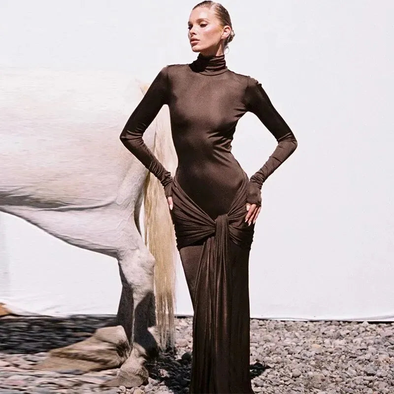 Kaia Long-Sleeve Bodycon Maxi Dress