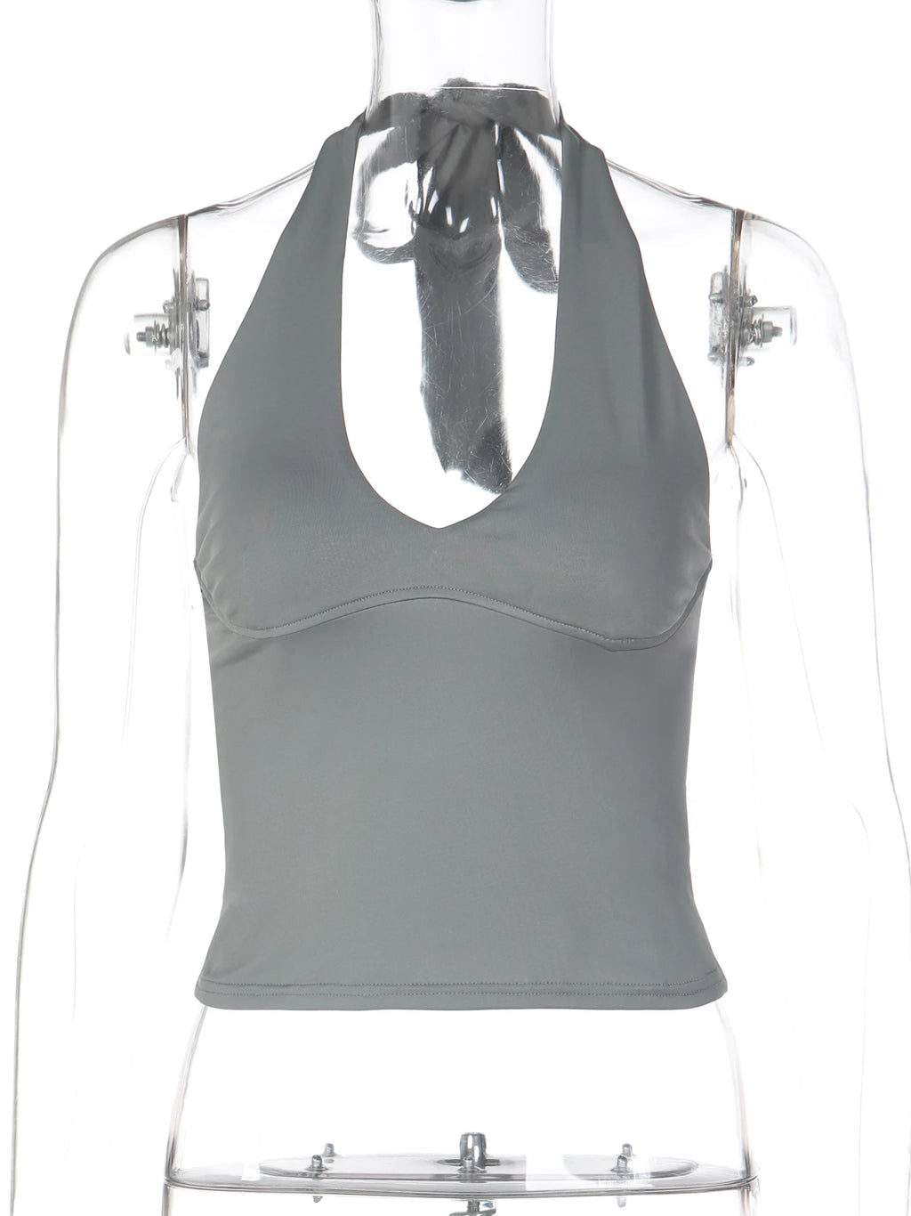 Lace-Up Backless Halter Bodycon Tank Top