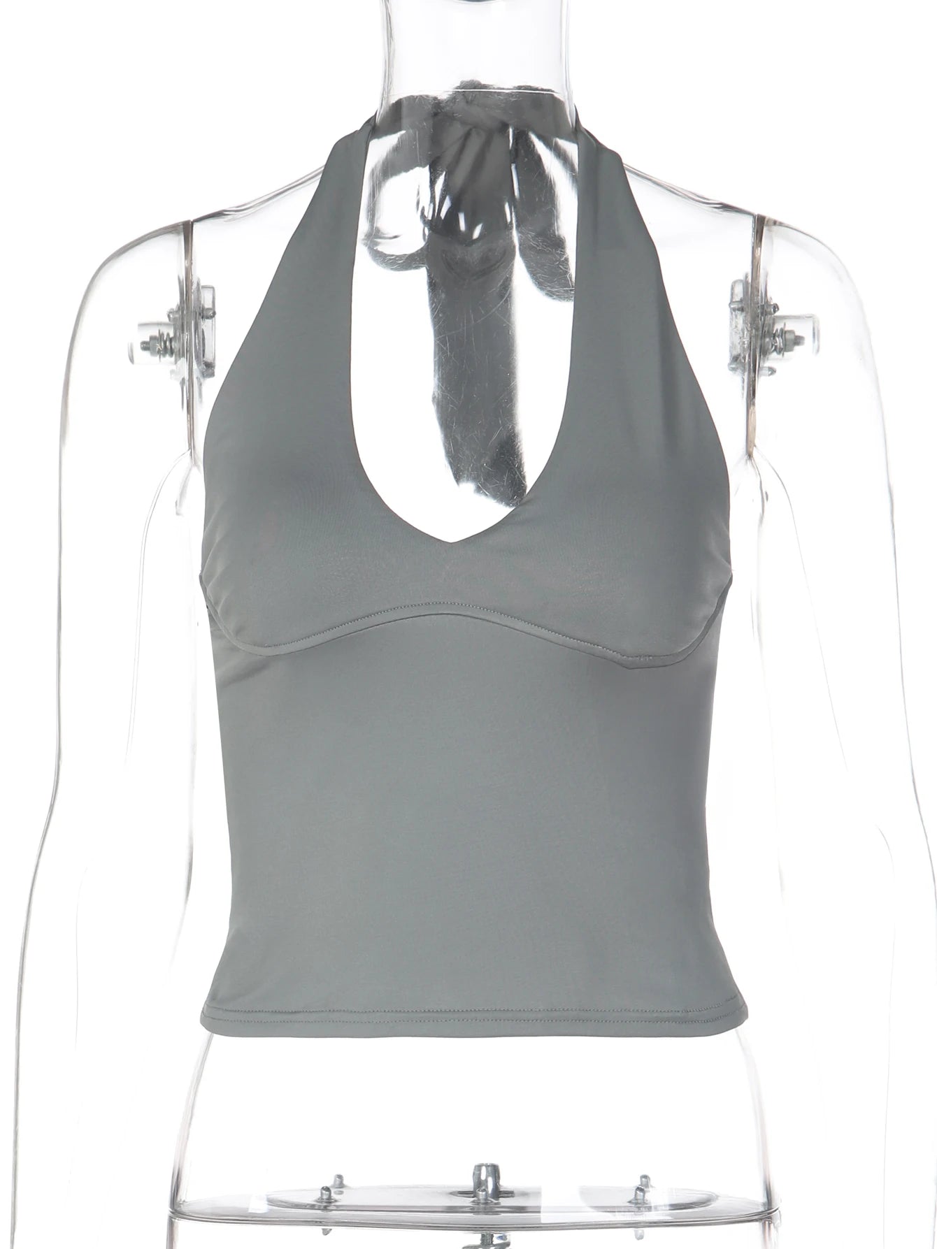 Lace-Up Backless Halter Bodycon Tank Top
