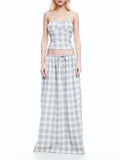 Plaid Lace-Up Backless Halter Two-Piece Set
