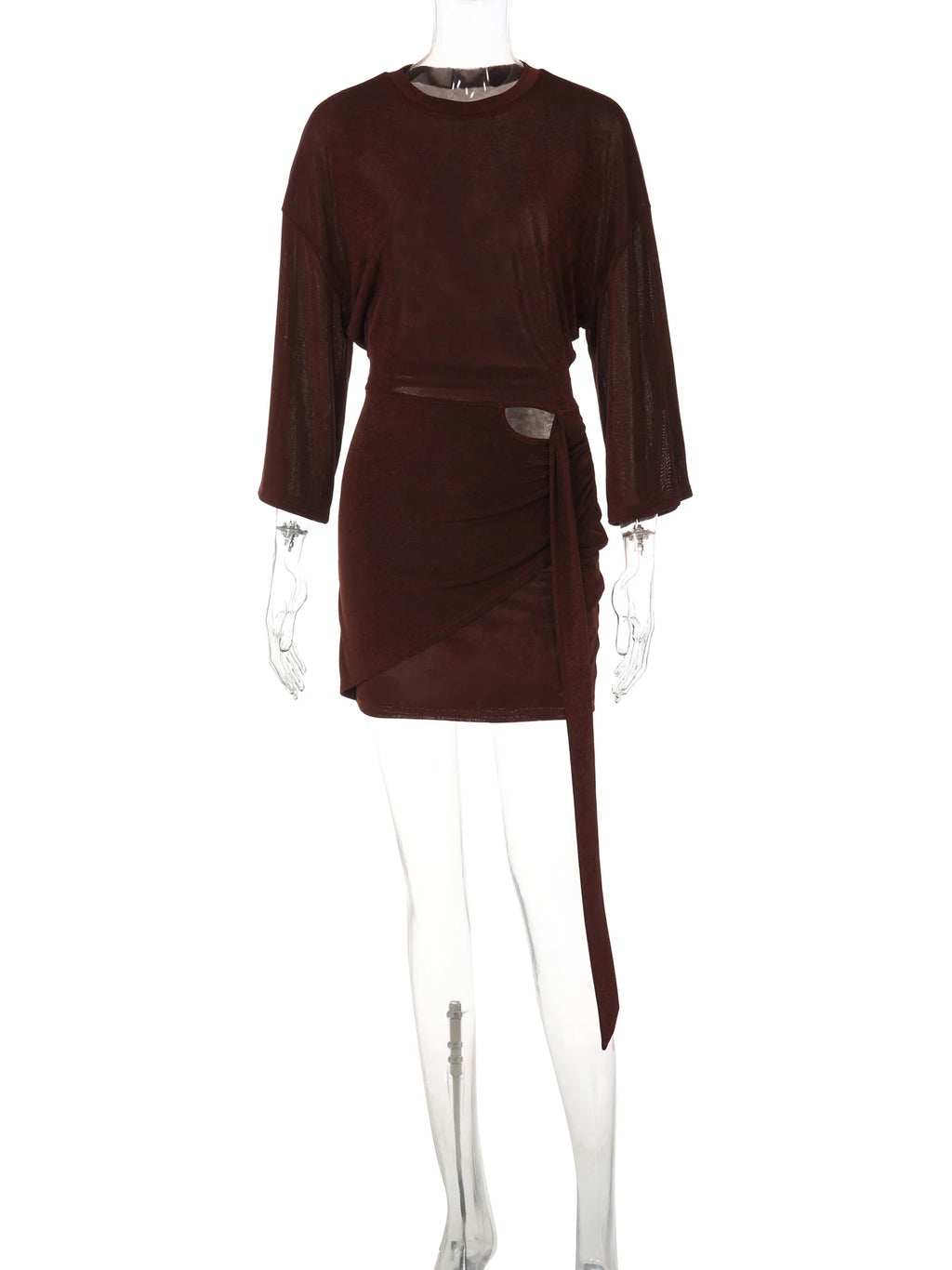 Tie-Detail Long-Sleeve Mini Dress