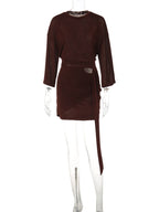 Tie-Detail Long-Sleeve Mini Dress