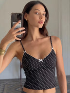 Polka-Dot Backless Slim-Fit Cropped Camisole Top