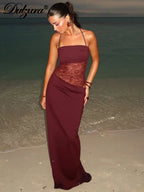 Lace-Up Backless Cutout Sleeveless Maxi Dress
