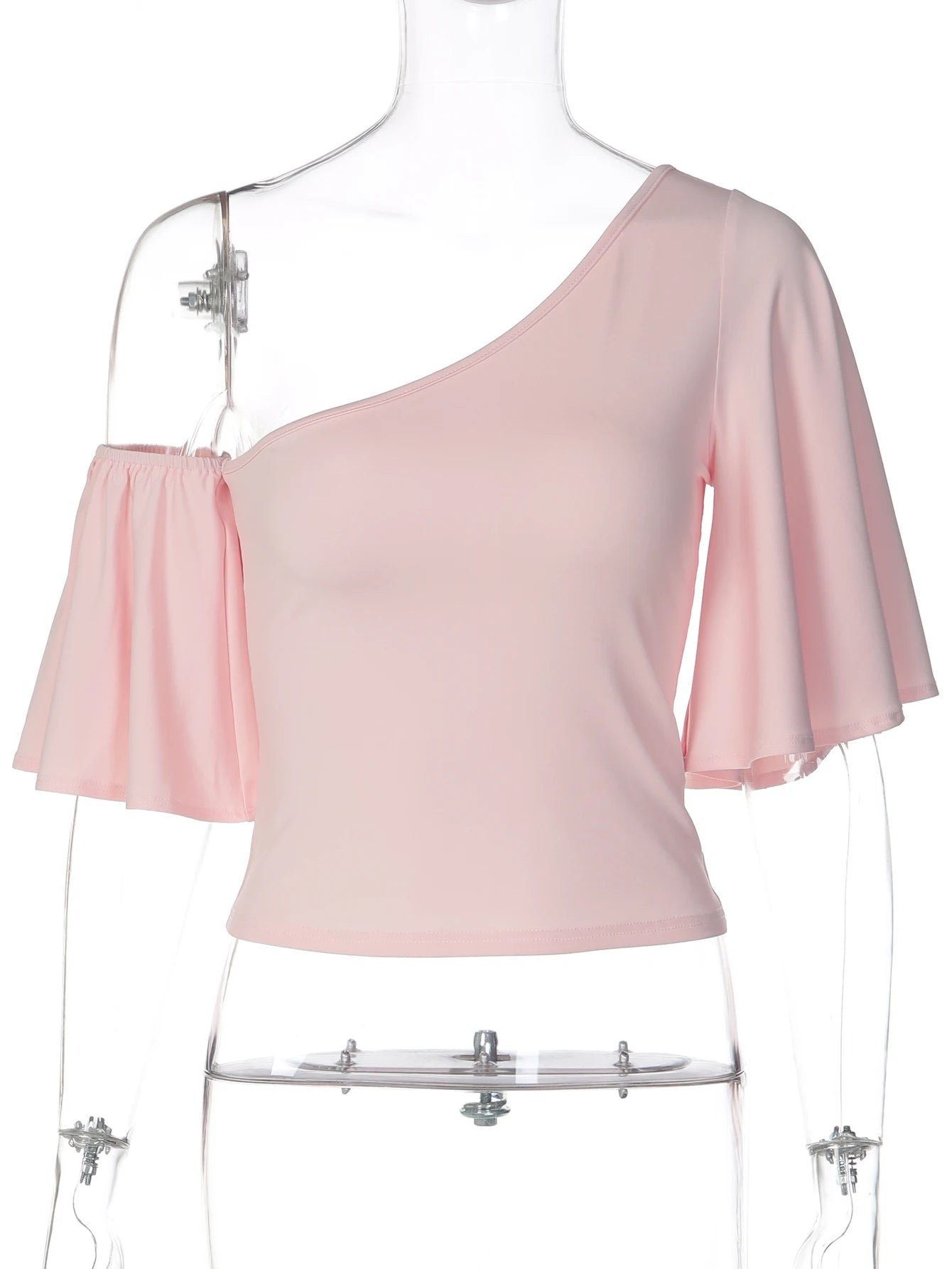 Backless One-Shoulder Slim-Fit Flared T-Shirt