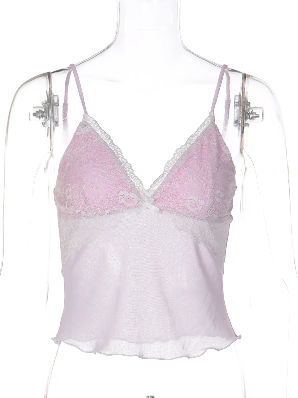 Mesh Lace Ruffle Backless Camisole Top