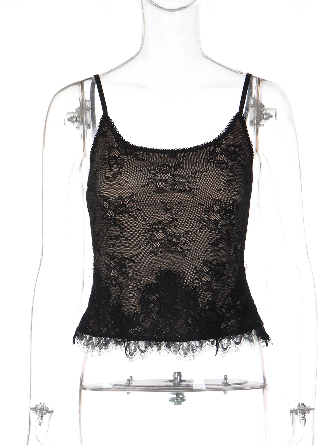 Floral Lace Ruffle Backless Camisole Top