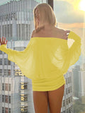 Ruched Off-Shoulder Long-Sleeve Mini Dress
