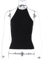 Lace-Up Backless Halter Tank Top