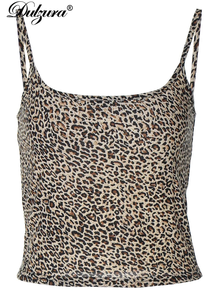 Leopard Cropped Camisole Top