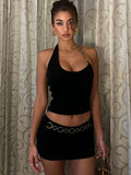 Halter Sleeveless Bodycon Cropped Two-Piece Set