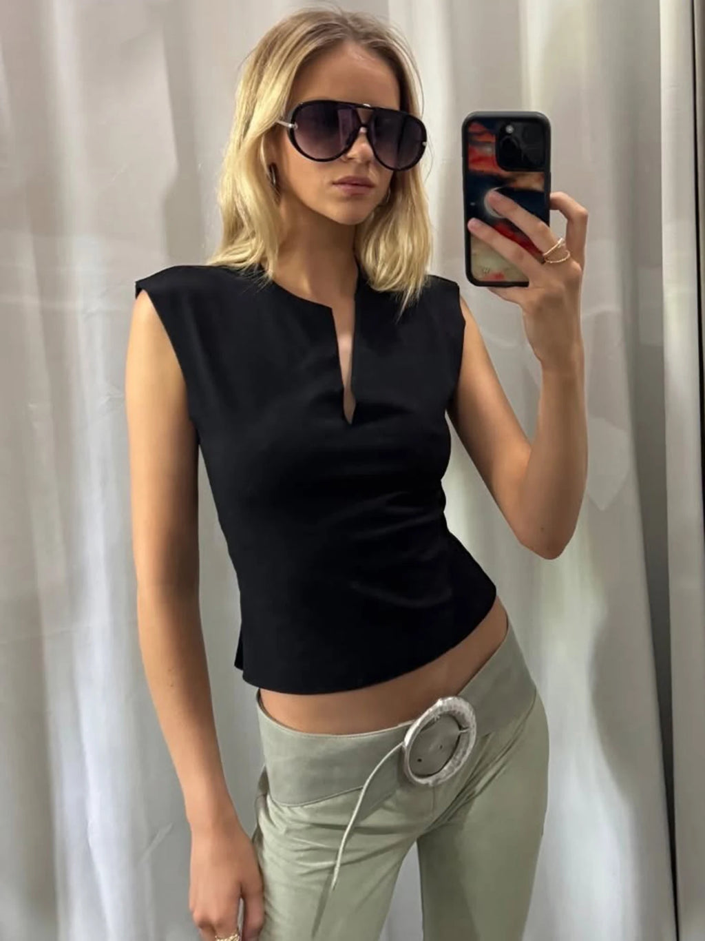 V-Neck Sleeveless Slim-Fit Tank Top