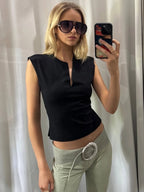 V-Neck Sleeveless Slim-Fit Tank Top