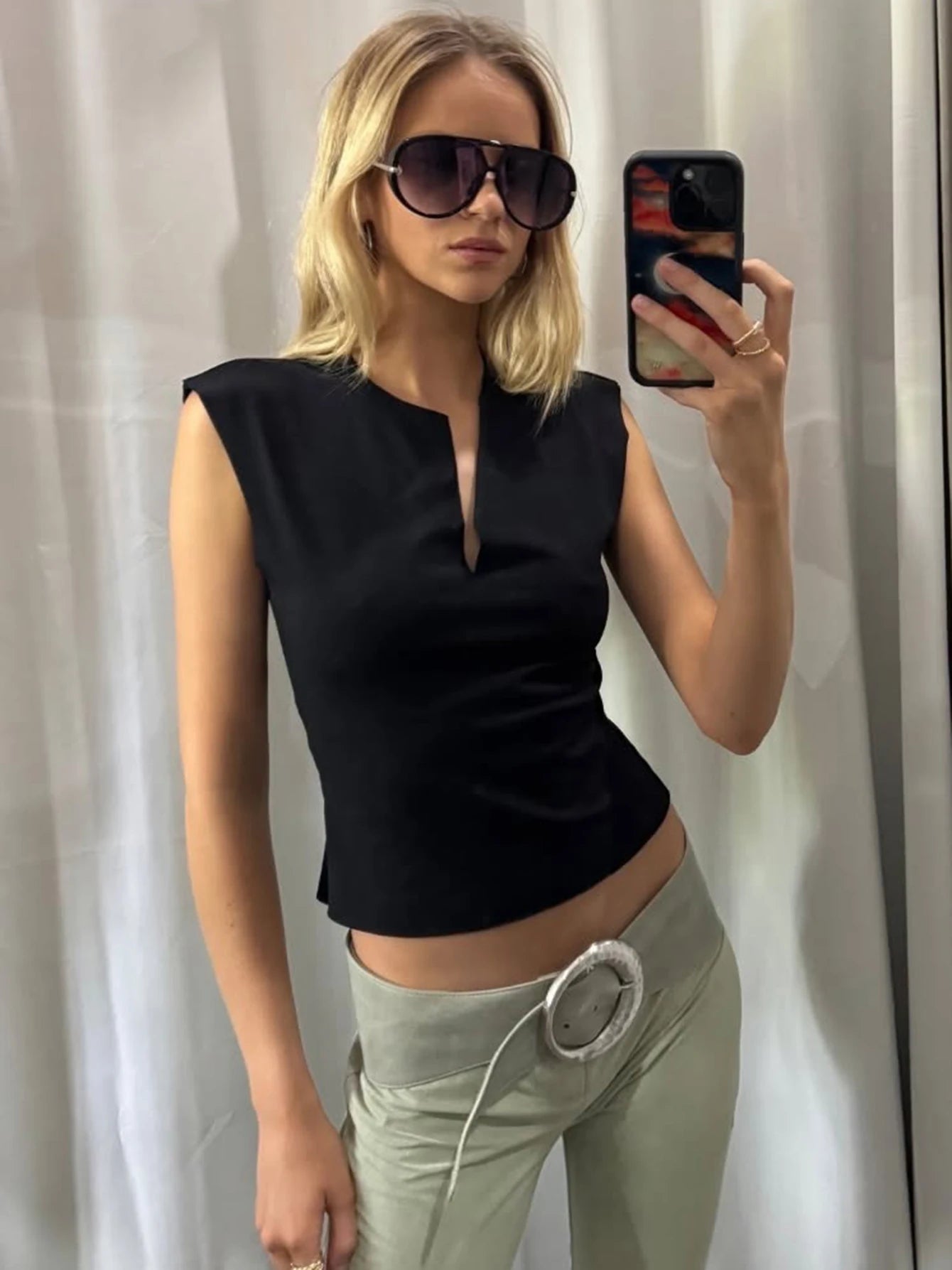 V-Neck Sleeveless Slim-Fit Tank Top