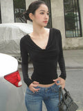 V-Neck Long-Sleeve Slim-Fit T-Shirt