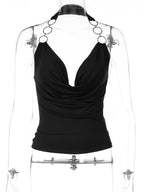Ruched Backless Halter Tank Top
