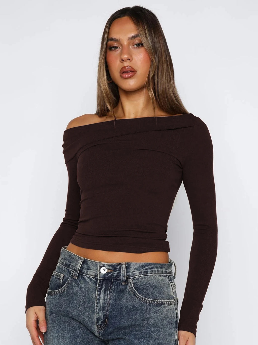 One-Shoulder Long-Sleeve T-Shirt