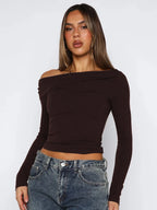One-Shoulder Long-Sleeve T-Shirt
