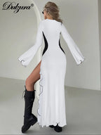 Ruffle Side-Slit Maxi Dress
