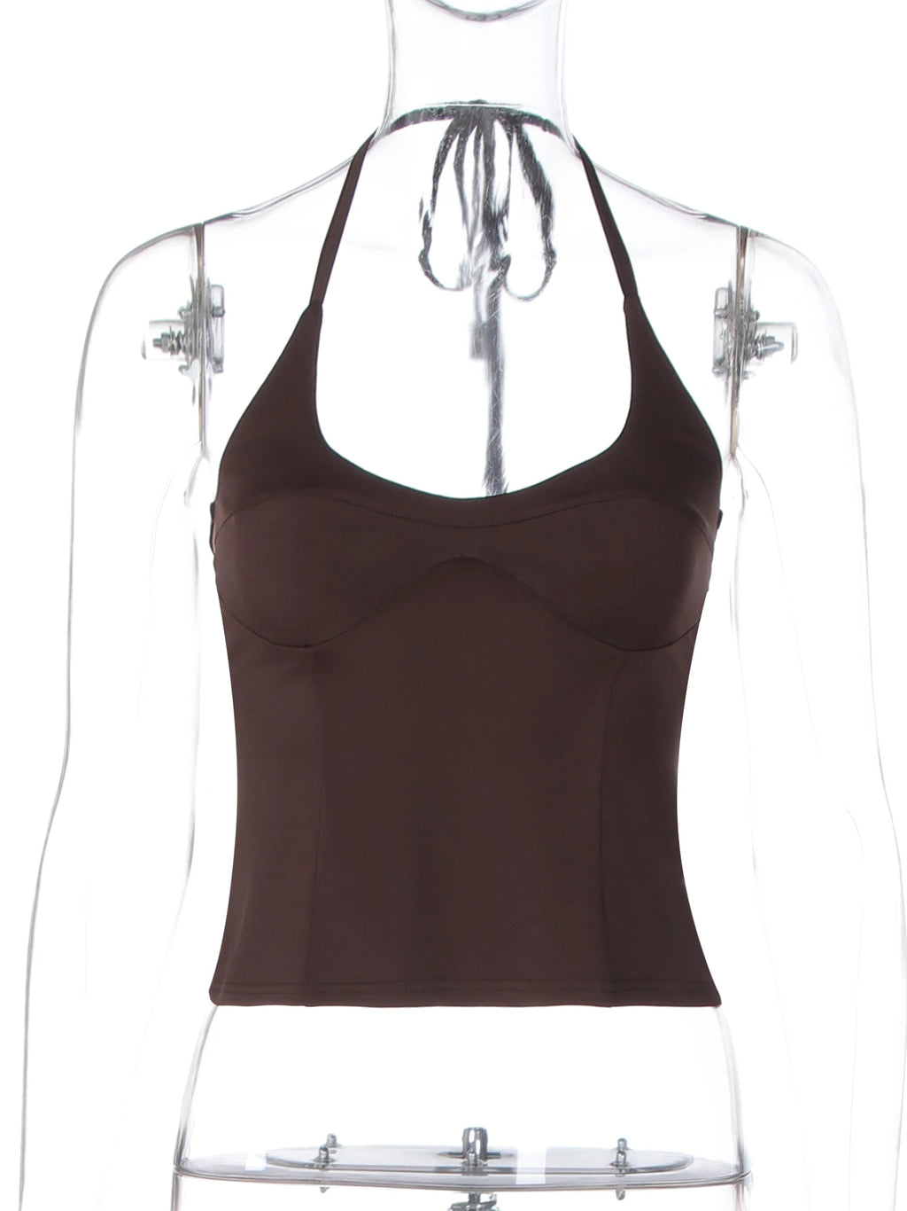 Lace-Up Backless Halter Slim-Fit Camisole Top