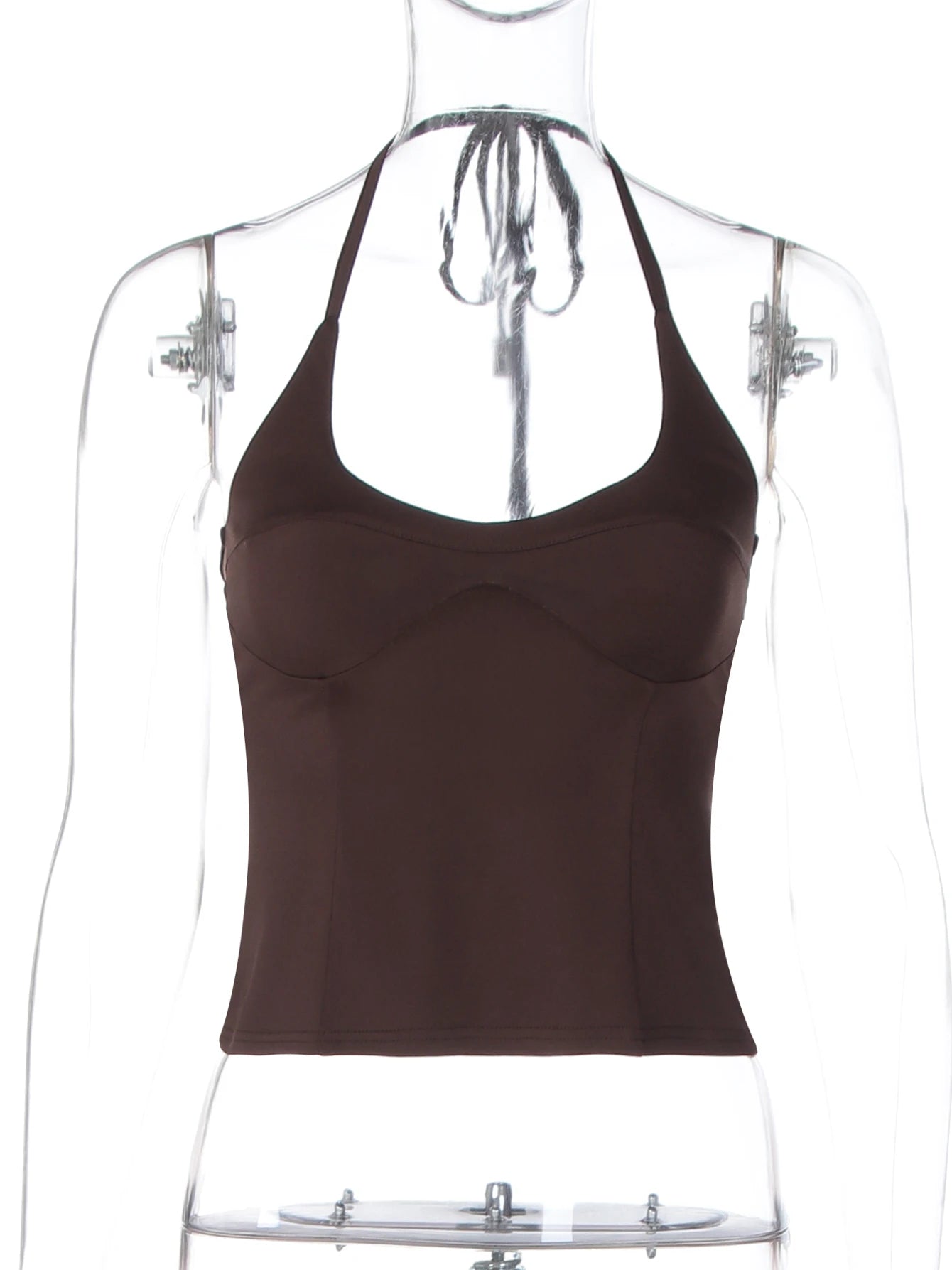 Lace-Up Backless Halter Slim-Fit Camisole Top