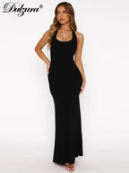 Backless Halter Sleeveless Bodycon Maxi Dress