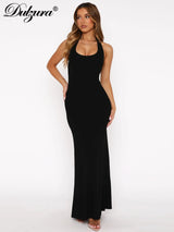 Backless Halter Sleeveless Bodycon Maxi Dress