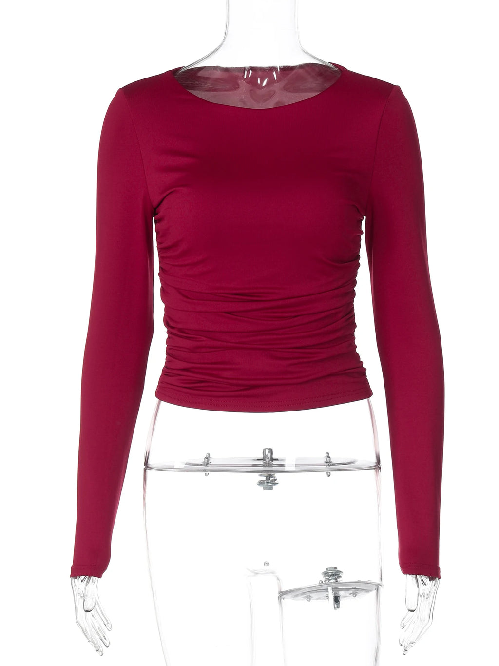 Ruched Long-Sleeve Slim-Fit T-Shirt