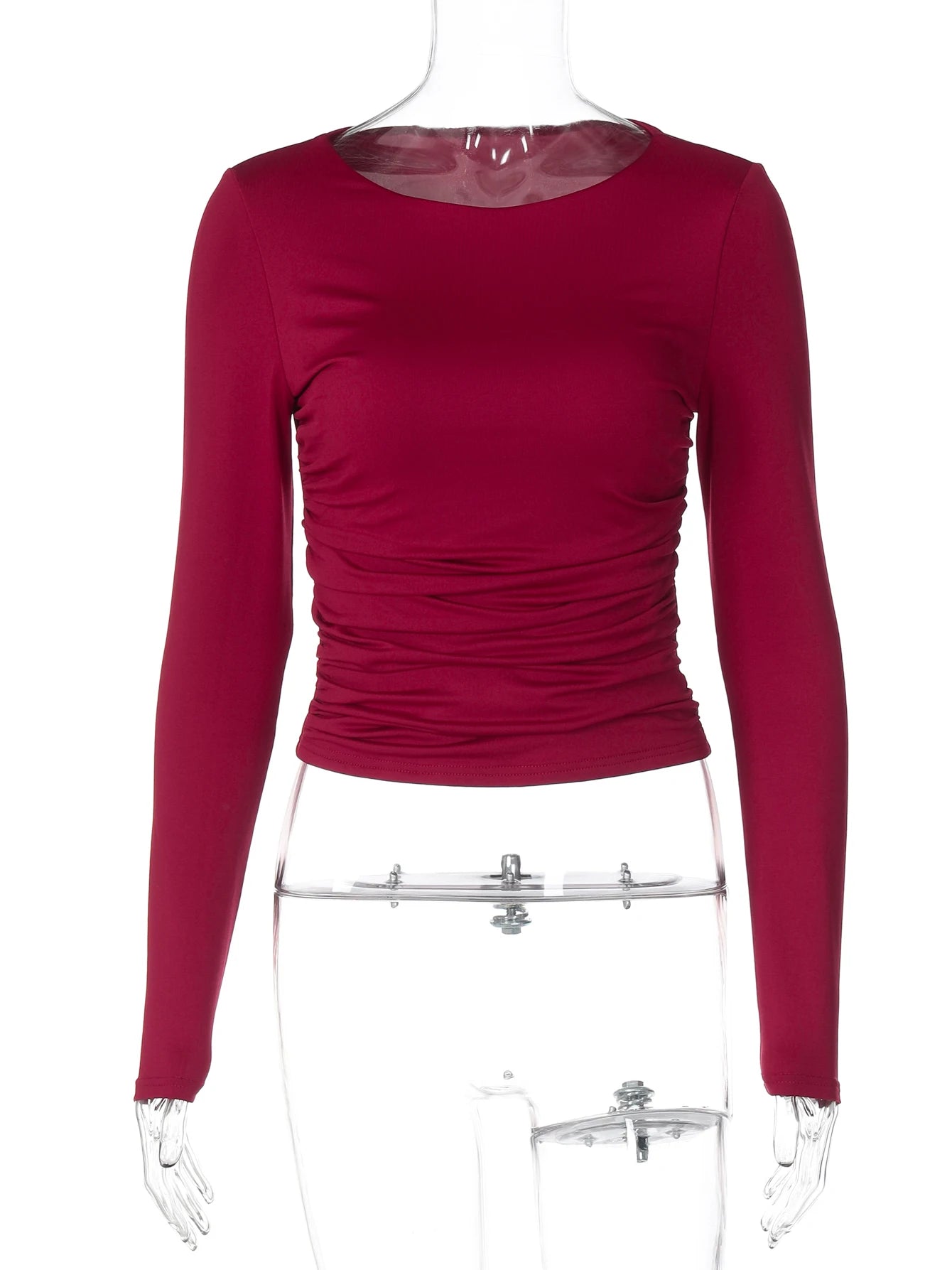 Ruched Long-Sleeve Slim-Fit T-Shirt