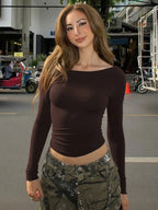 One-Shoulder Long-Sleeve T-Shirt
