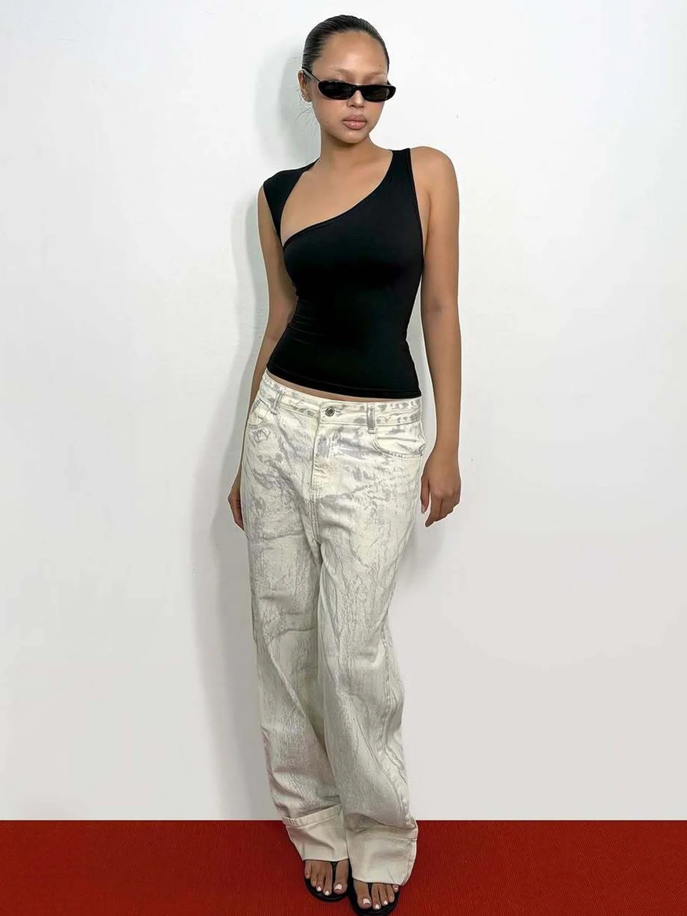 Backless One-Shoulder Sleeveless Tank Top