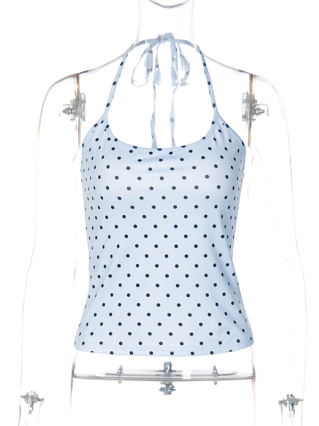 Polka-Dot Lace-Up Backless Camisole Top