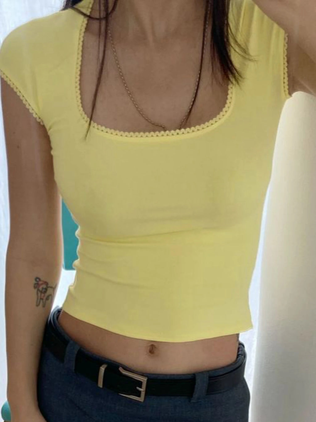 Ruffle Square-Neck Sleeveless Tank Top
