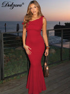 Backless One-Shoulder Sleeveless Maxi Dress