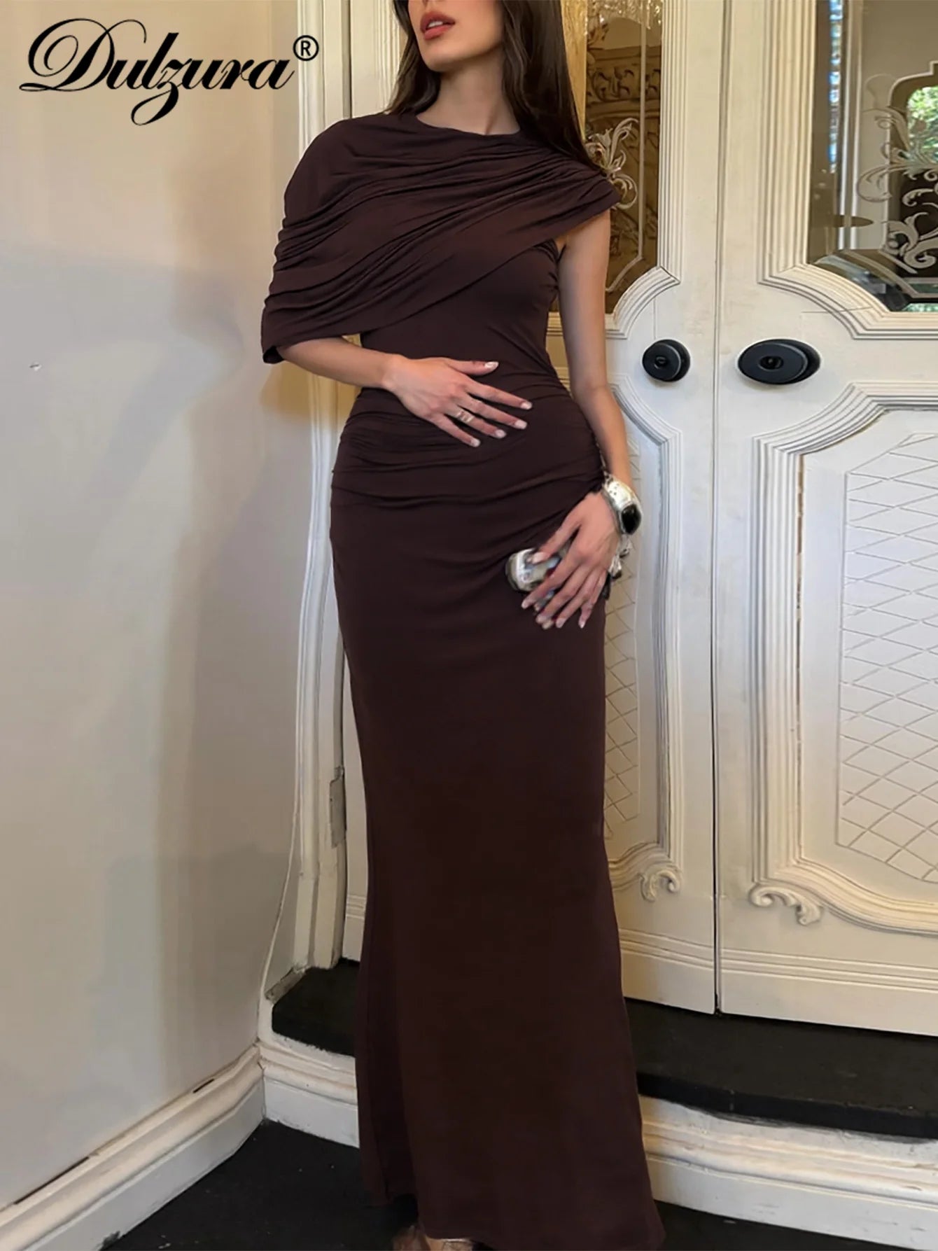 Ruched Sleeveless Slim-Fit Maxi Dress