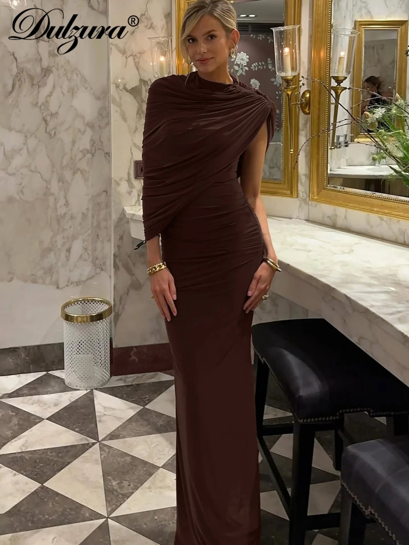 Ruched Sleeveless Slim-Fit Maxi Dress