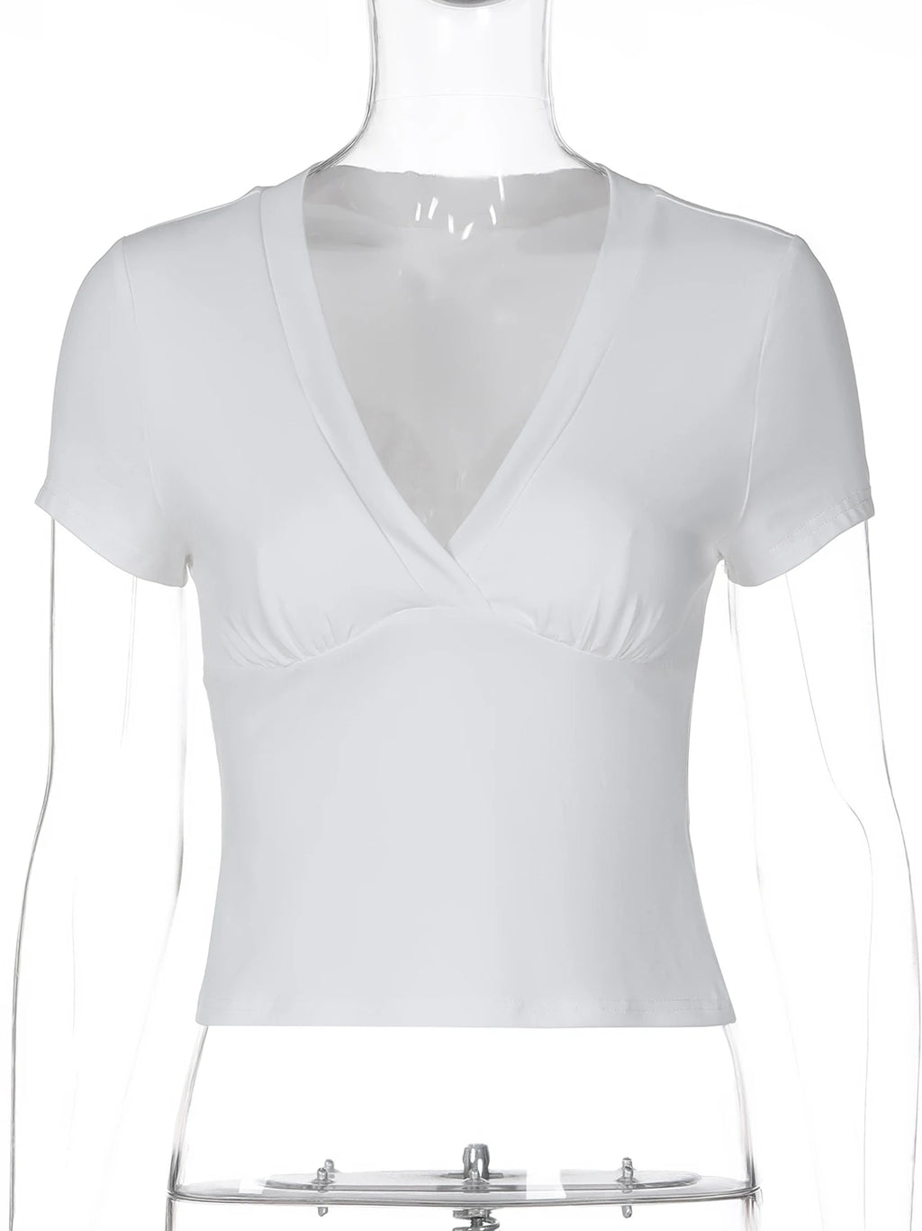 V-Neck Short-Sleeve Cropped T-Shirt