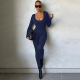 Gia Long-Sleeve Bodycon Jumpsuit