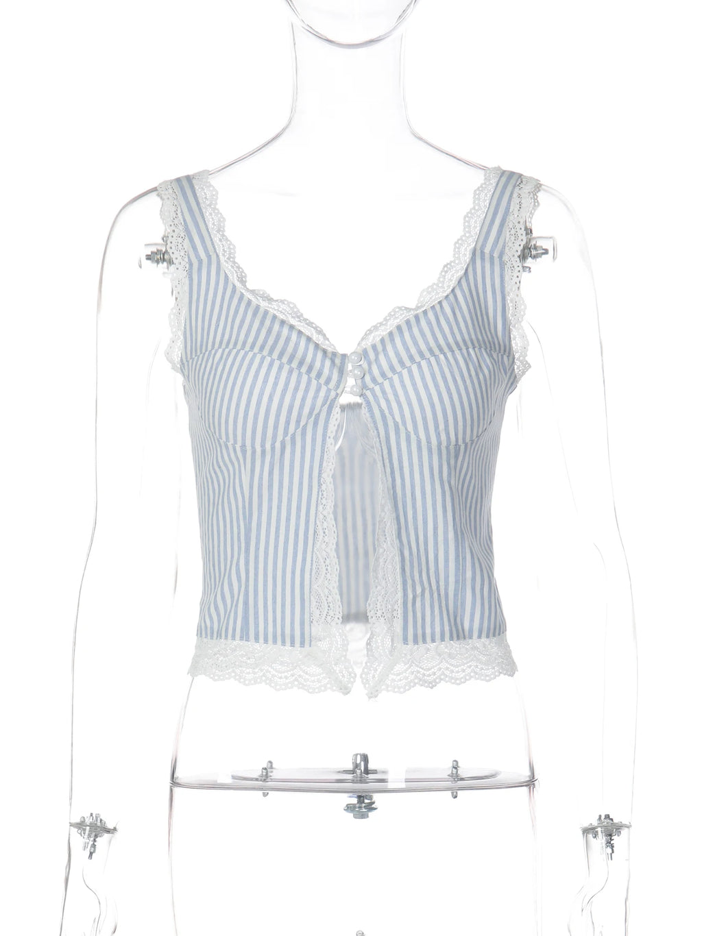 Striped Lace Ruffle Backless Camisole Top