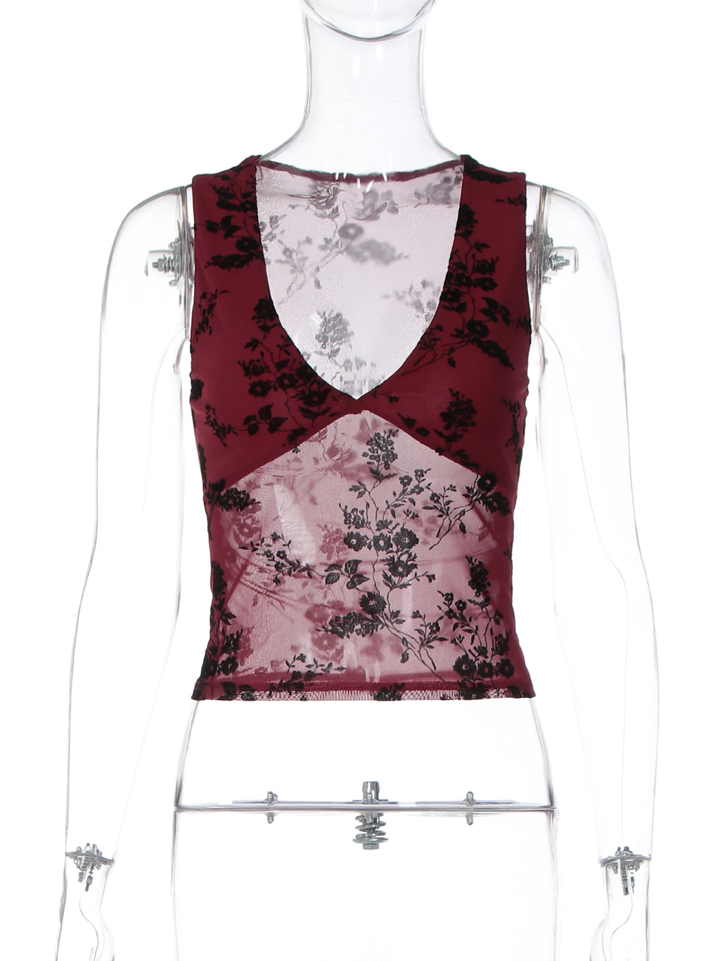 Mesh Sheer V-Neck Slim-Fit Tank Top