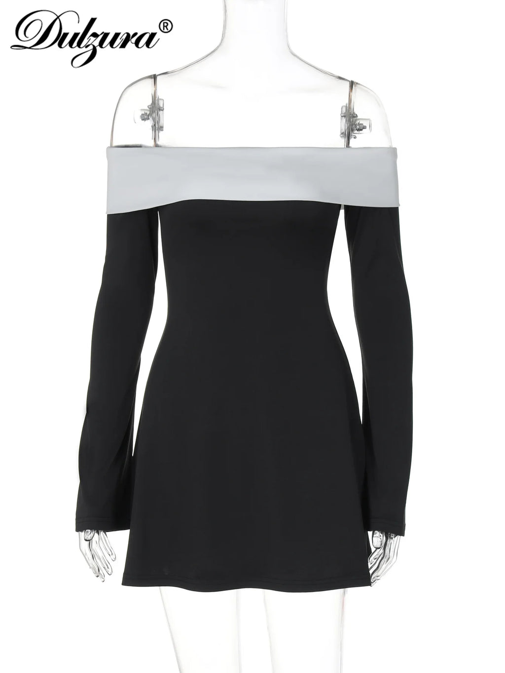 Off-Shoulder Long-Sleeve Mini Dress