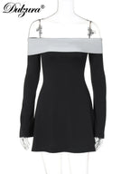 Off-Shoulder Long-Sleeve Mini Dress
