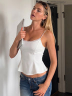 Ruffle Backless Slim-Fit Cropped Camisole Top