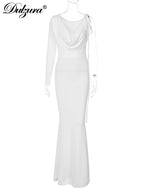 Lace-Up Long-Sleeve Maxi Dress