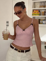 Polka-Dot Backless Slim-Fit Cropped Camisole Top