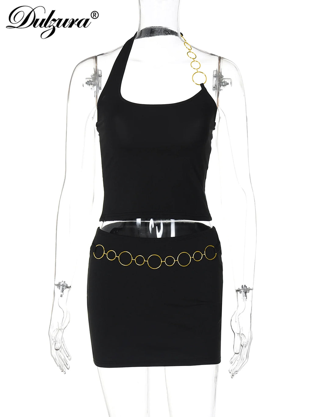 Halter Sleeveless Bodycon Cropped Two-Piece Set